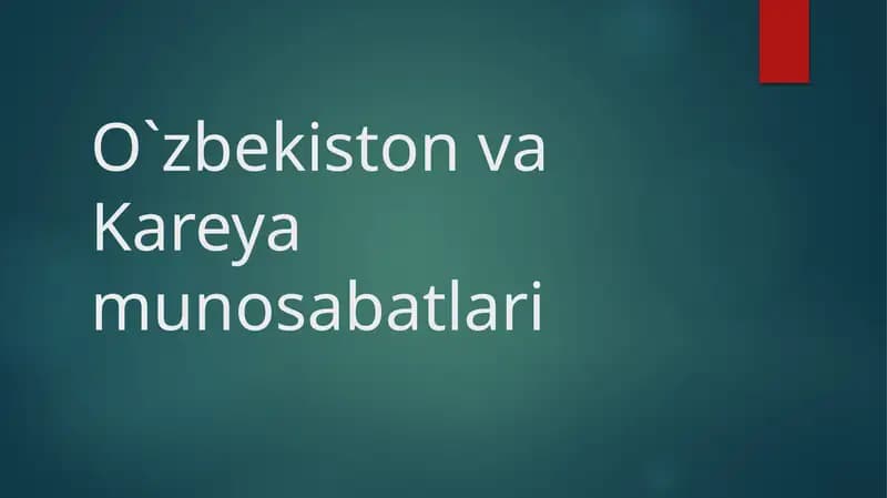 O`zbekiston va Kareyamunosabatlari