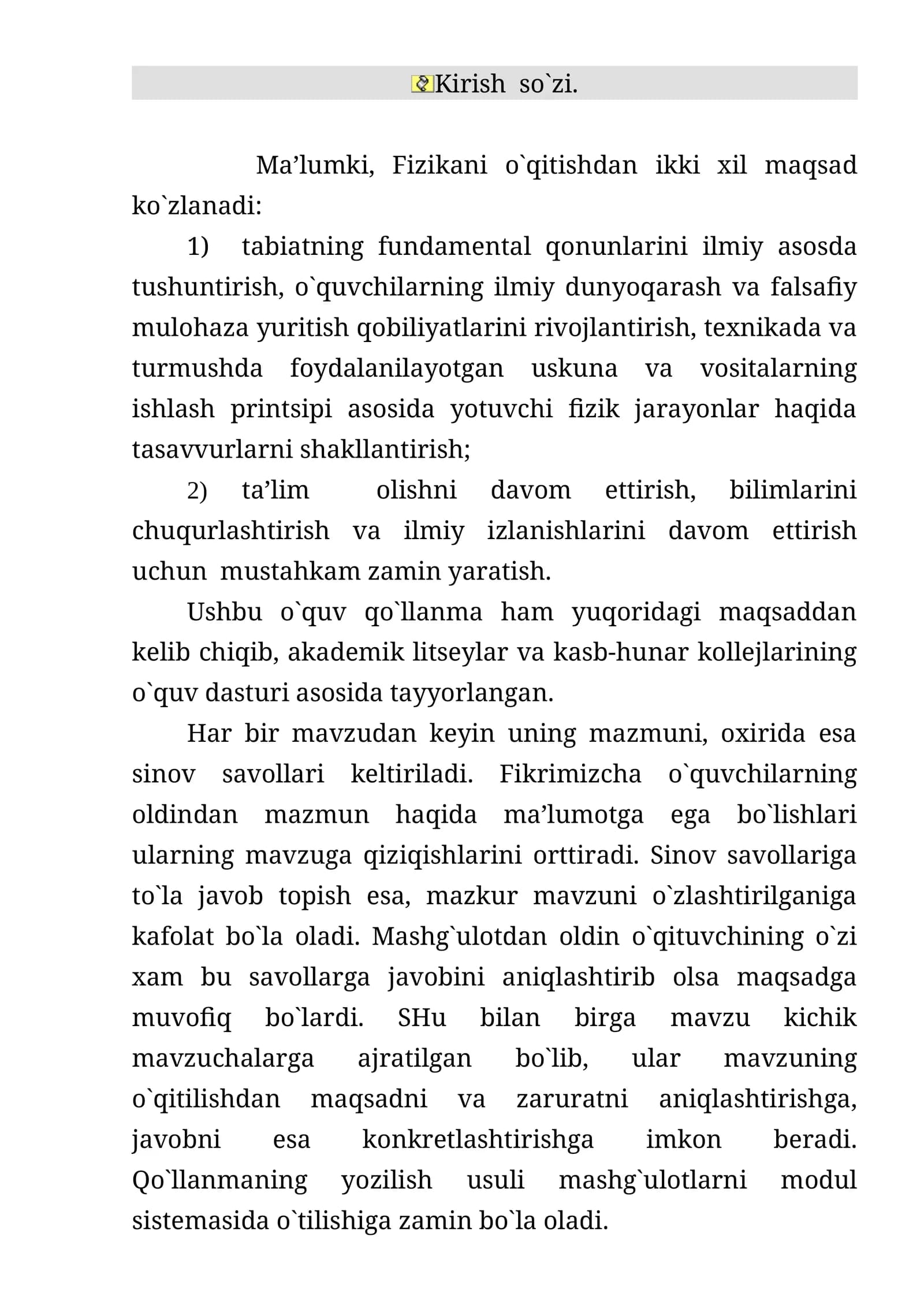 Fizika O'qitishning Maqsadi