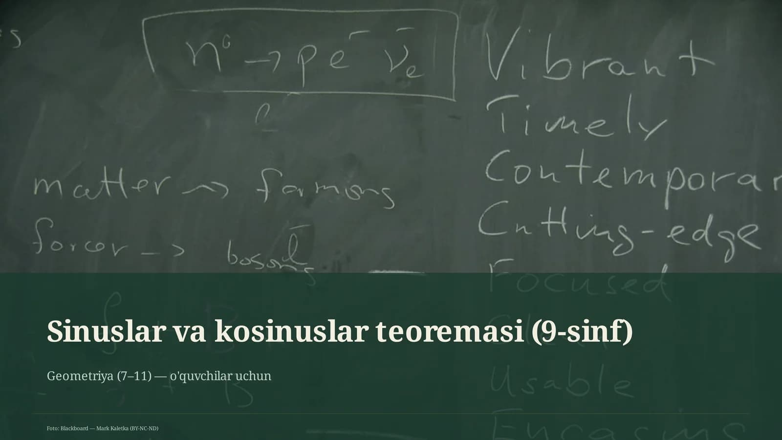 Sinuslar va kosinuslar teoremasi (9-sinf)