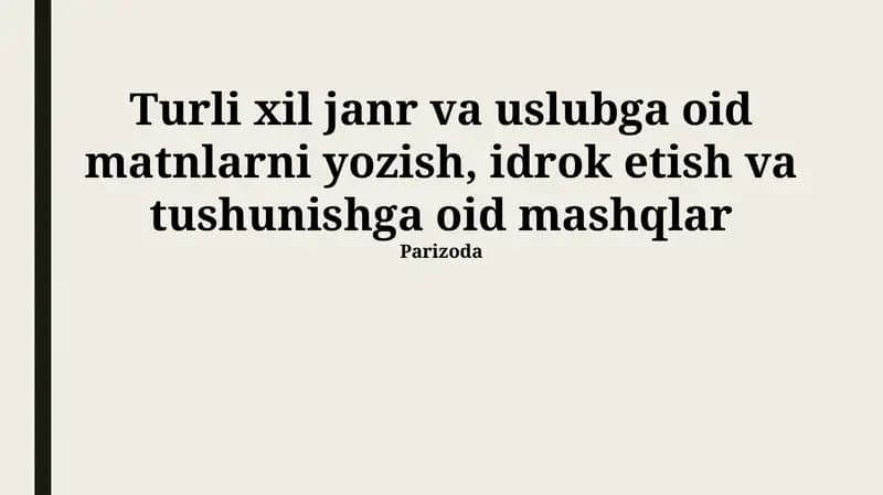 Matn uslub va til tahlili mashqlari