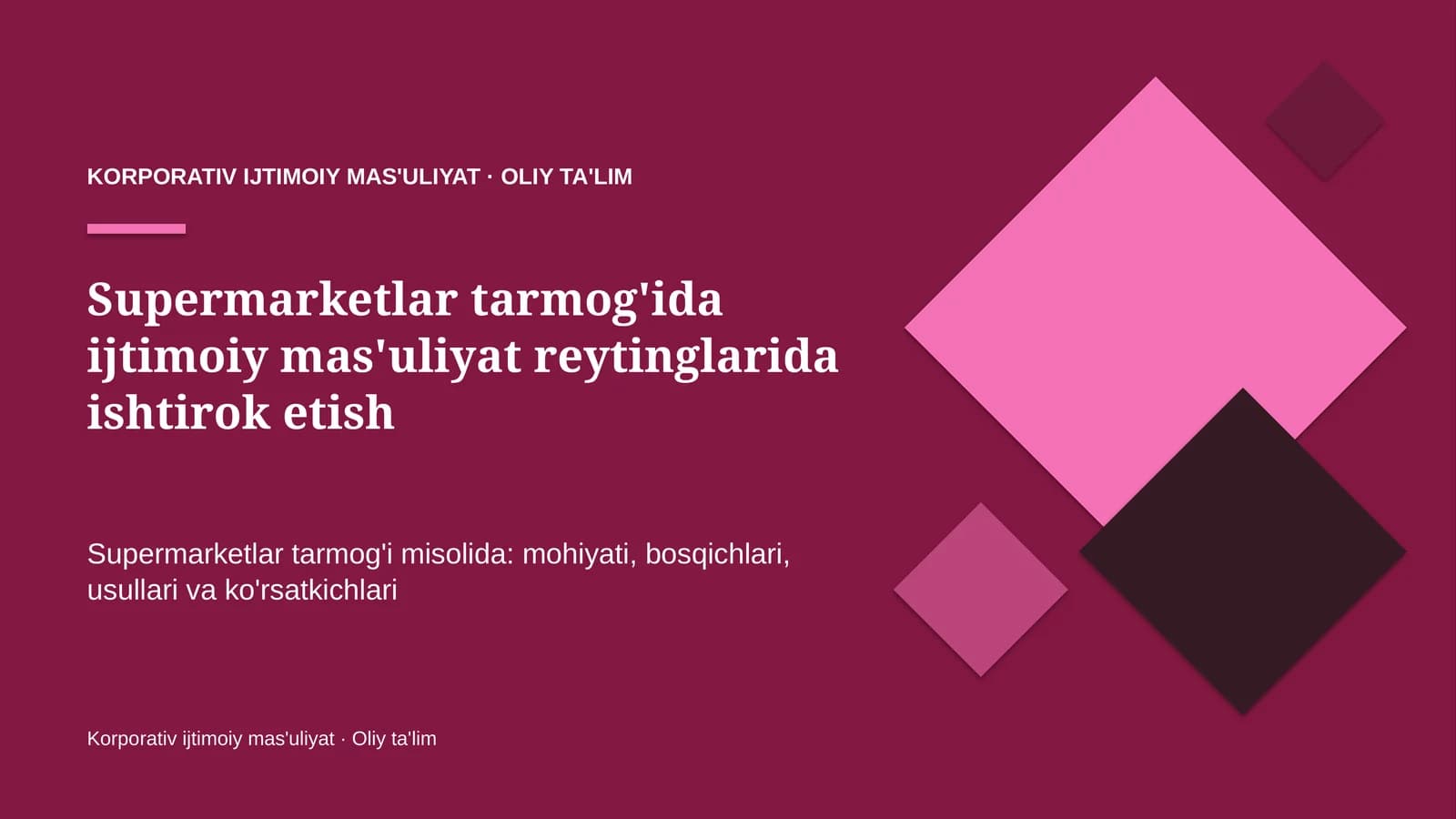 supermarketlar tarmog'ida ijtimoiy mas'uliyat reytinglarida ishtirok etish 1265