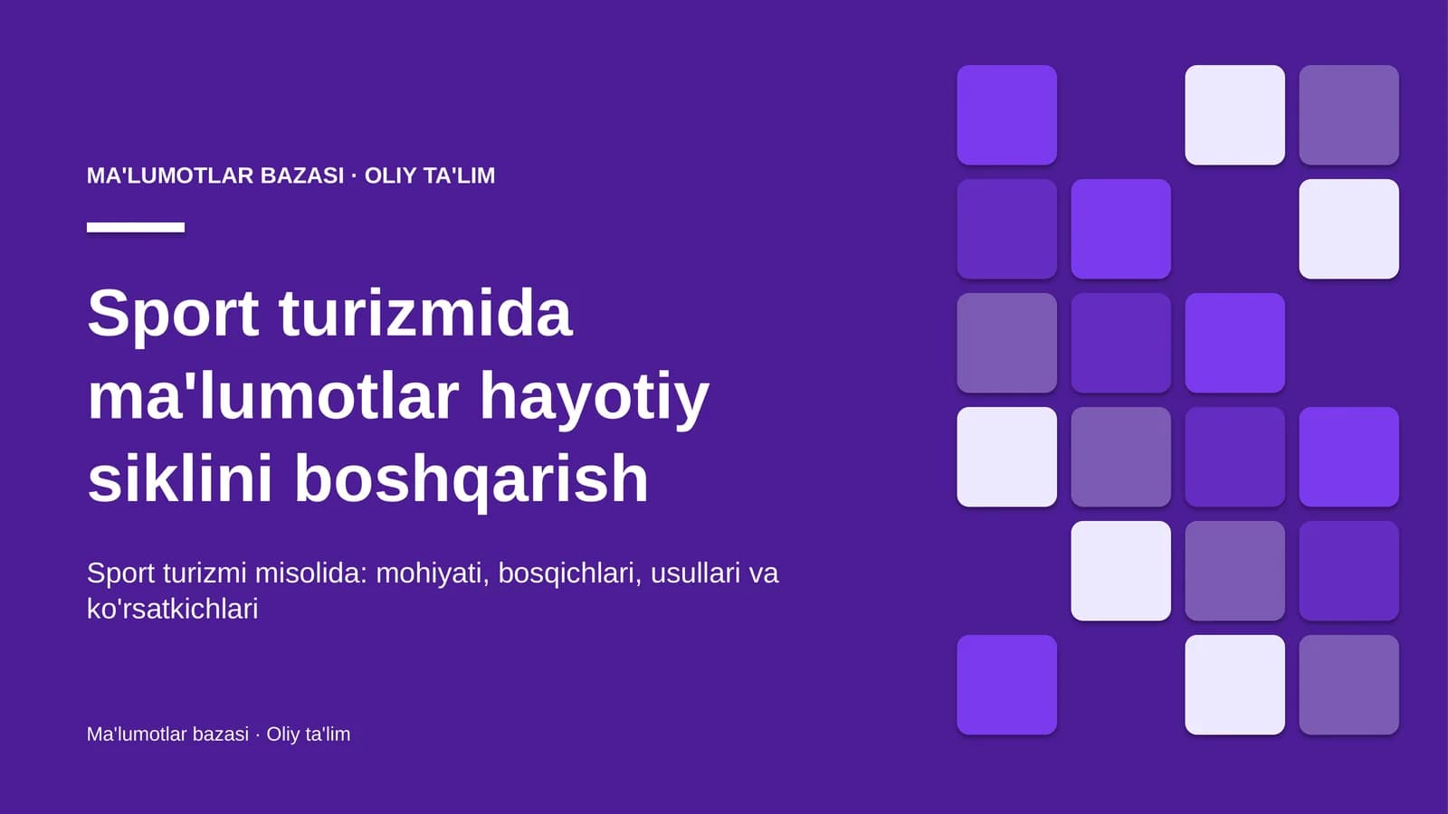 sport turizmida ma'lumotlar hayotiy siklini boshqarish 3167
