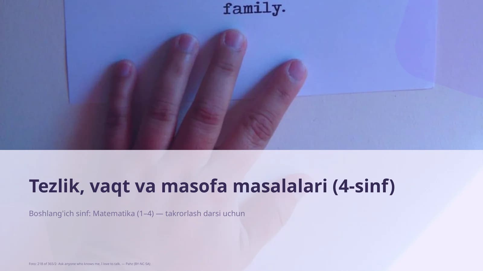 Tezlik, vaqt va masofa masalalari (4-sinf)