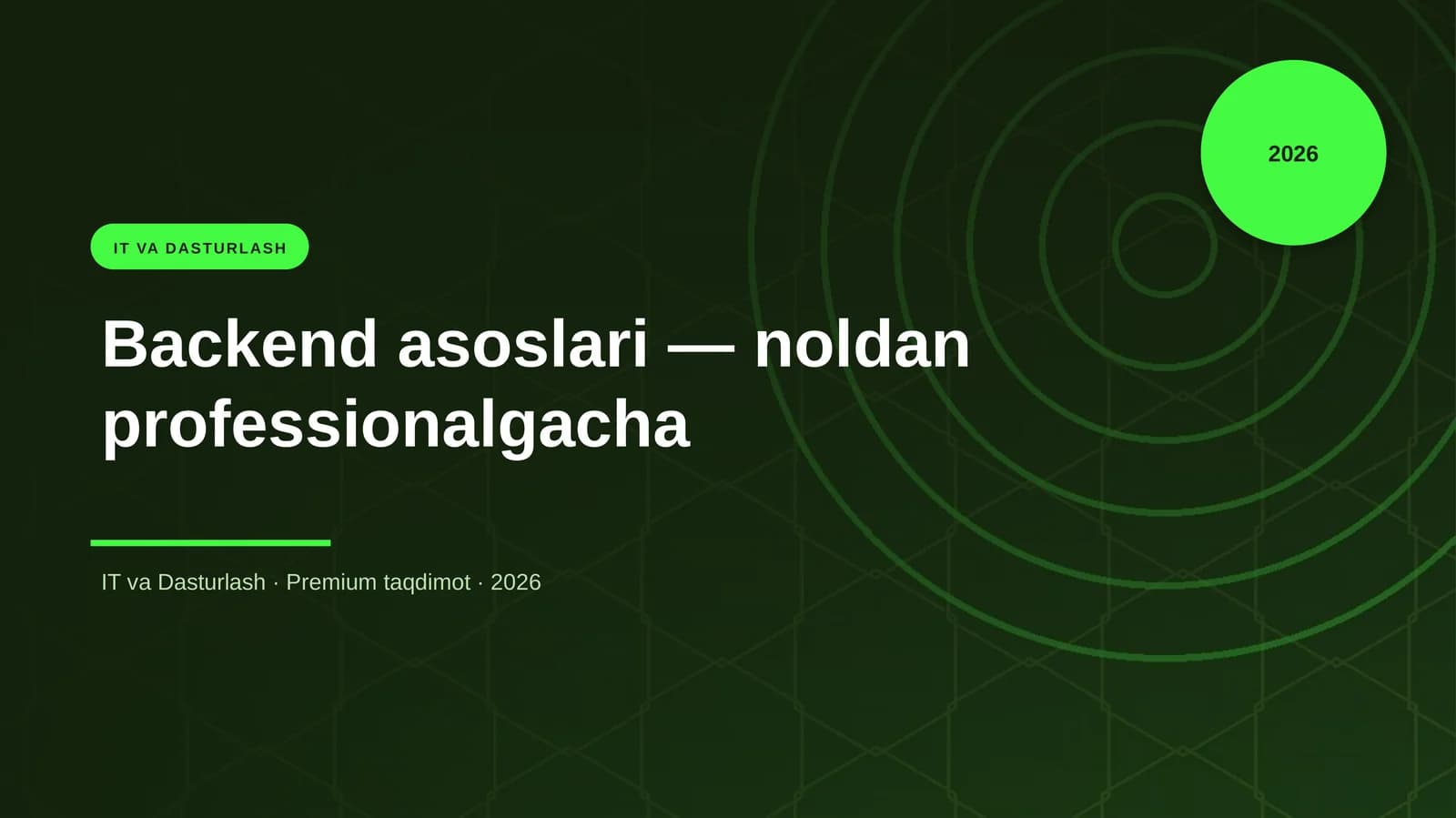 Backend asoslari — noldan professionalgacha