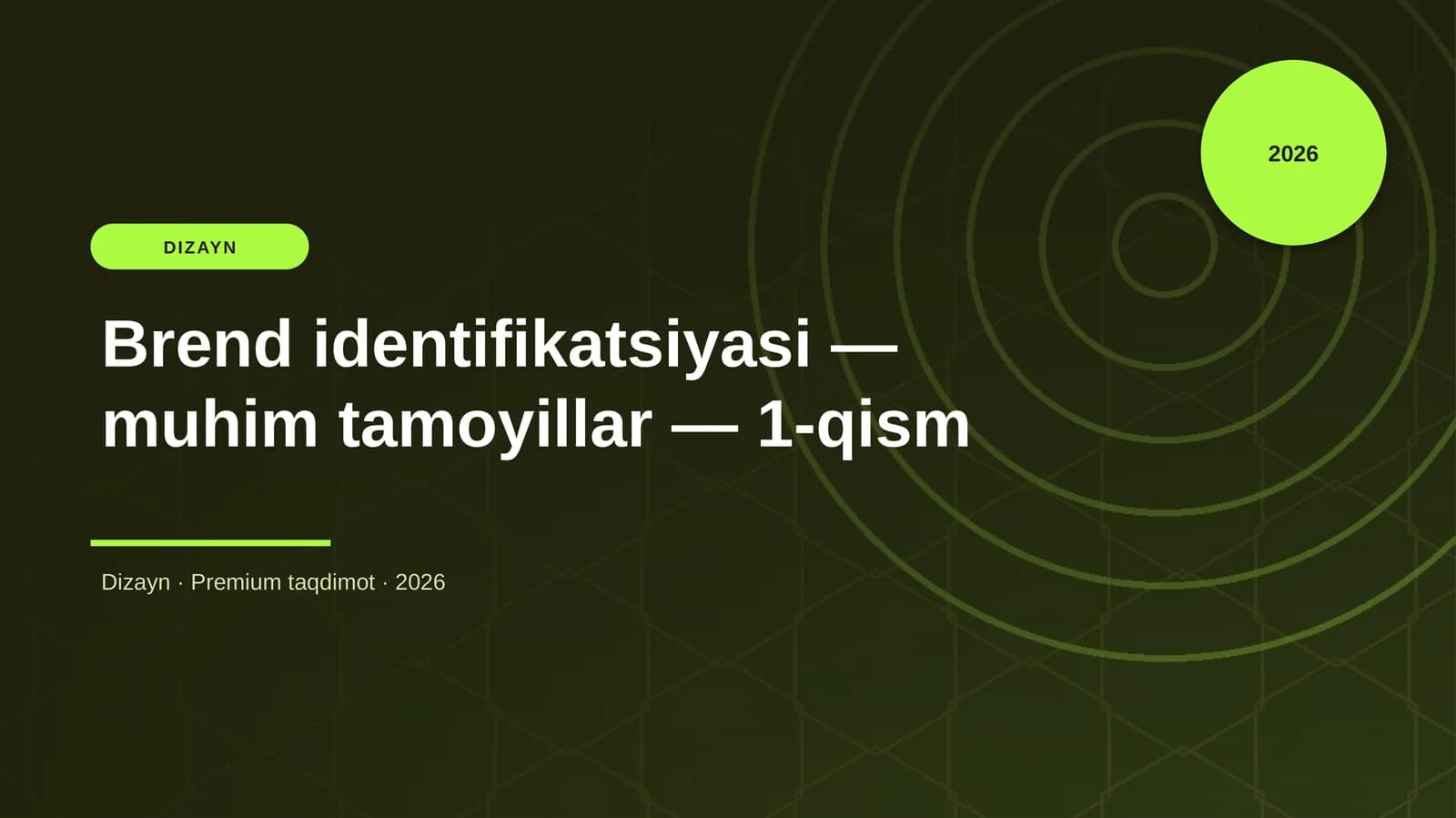 Brend identifikatsiyasi — muhim tamoyillar — 1-qism
