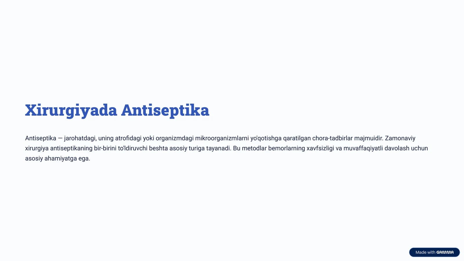 Xirurgiyada antiseptika.