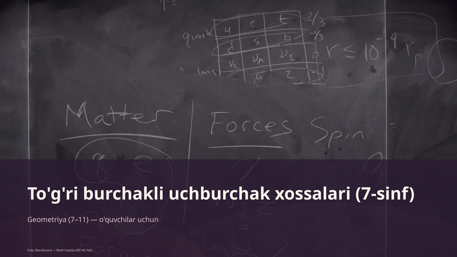 To'g'ri burchakli uchburchak xossalari (7-sinf)
