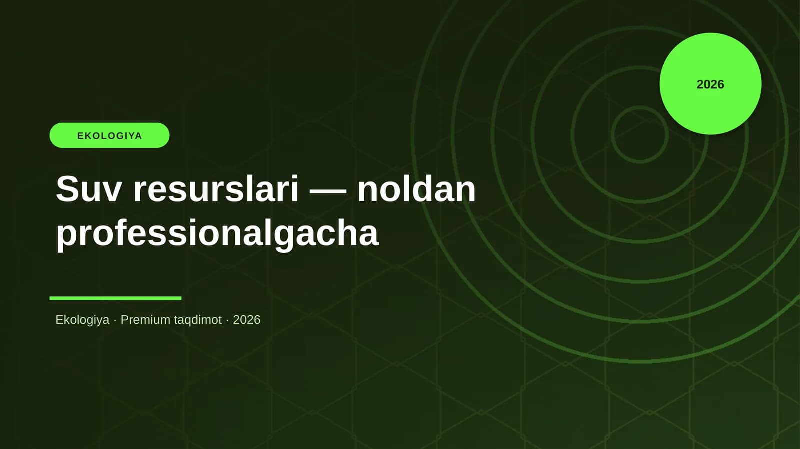 Suv resurslari — noldan professionalgacha