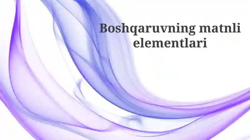 Boshqaruvning matnli elementlari