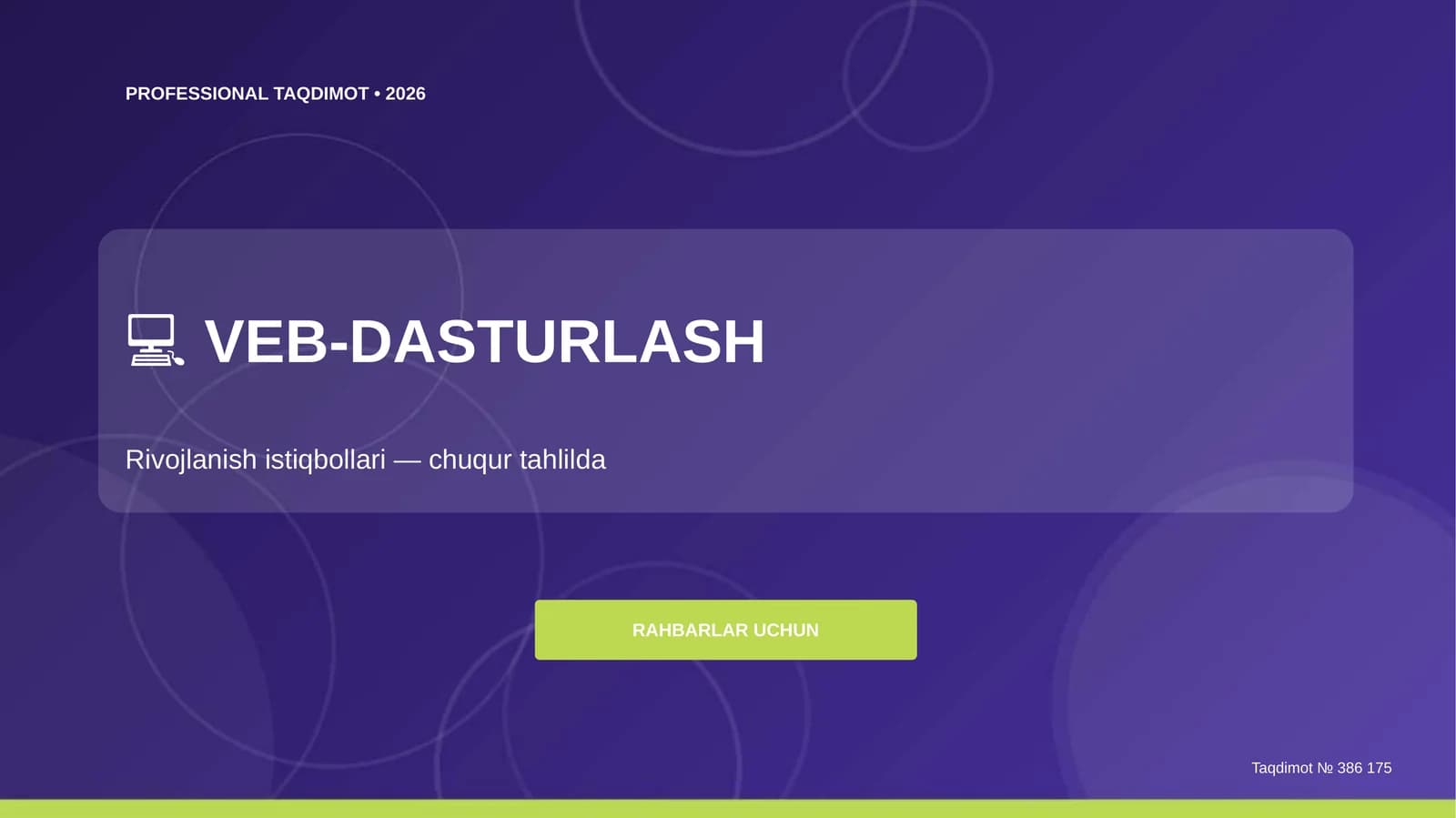 Veb-dasturlash: rivojlanish istiqbollari (chuqur tahlilda) [rahbarlar uchun]