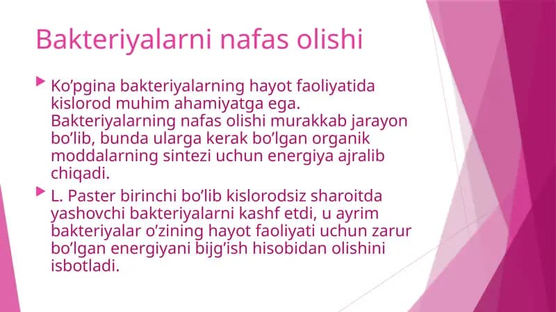 Bakteriyalarni nafas olishi
