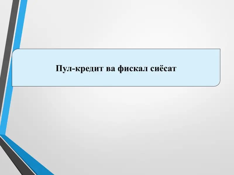 Pul-credit va fiskal siyosat