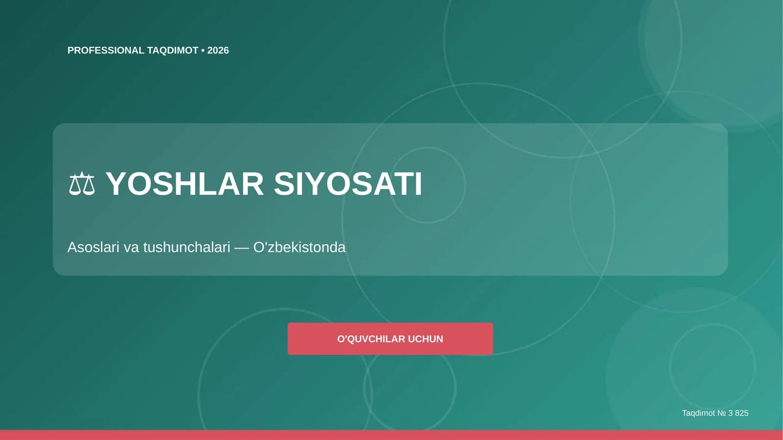 Yoshlar siyosati: asoslari va tushunchalari (O'zbekistonda)