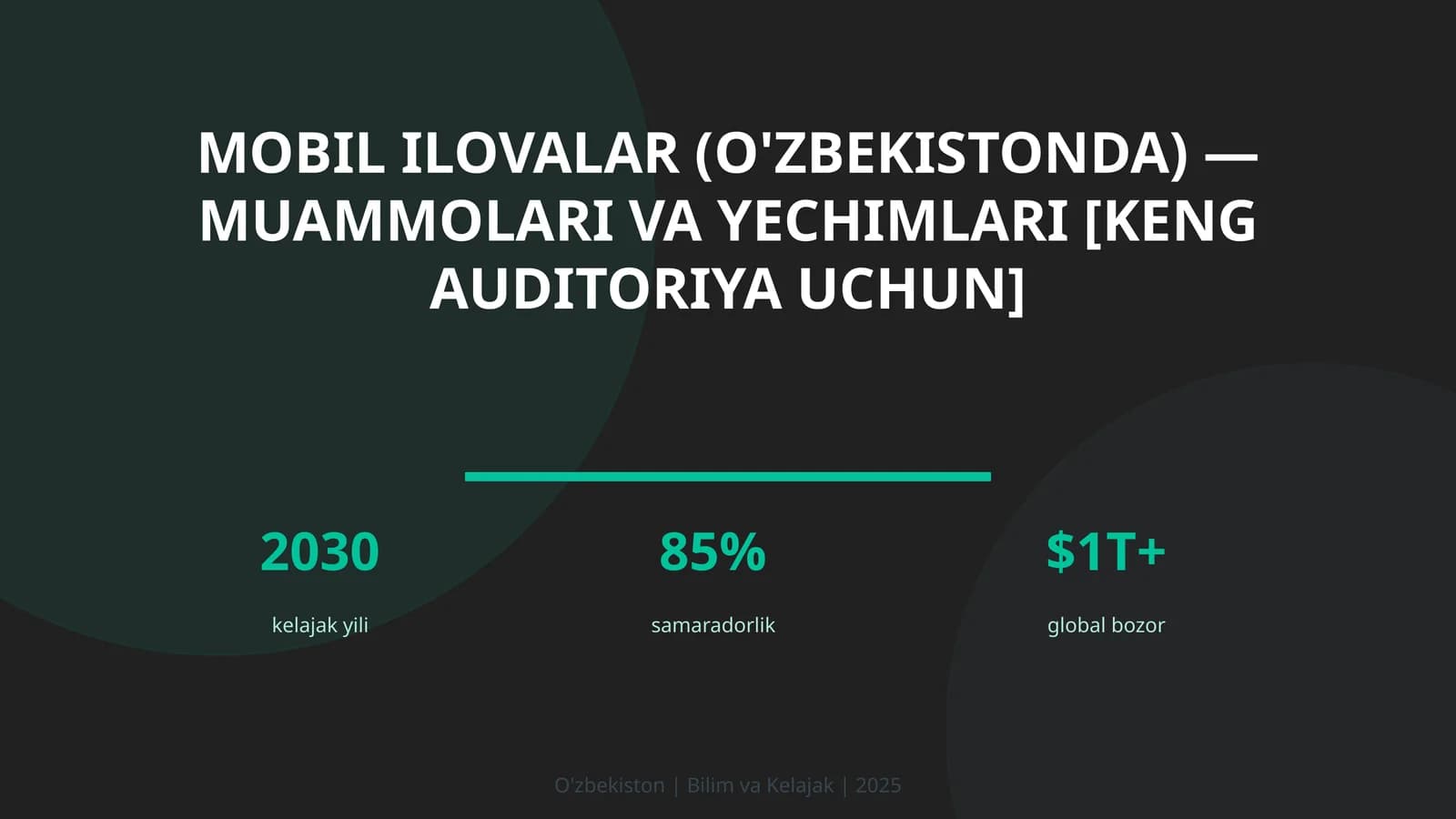MOBIL ILOVALAR (O'ZBEKISTONDA) — MUAMMOLARI VA YECHIMLARI [KENG AUDITORIYA UCHUN]