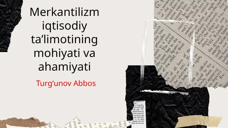Merkantilizm Iqtisodiy Ta’limoti
