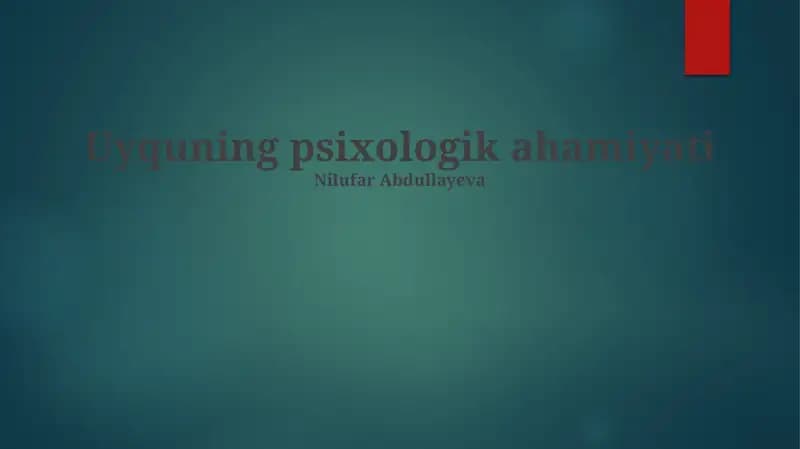 Uyquning psixologik ahamiyati
