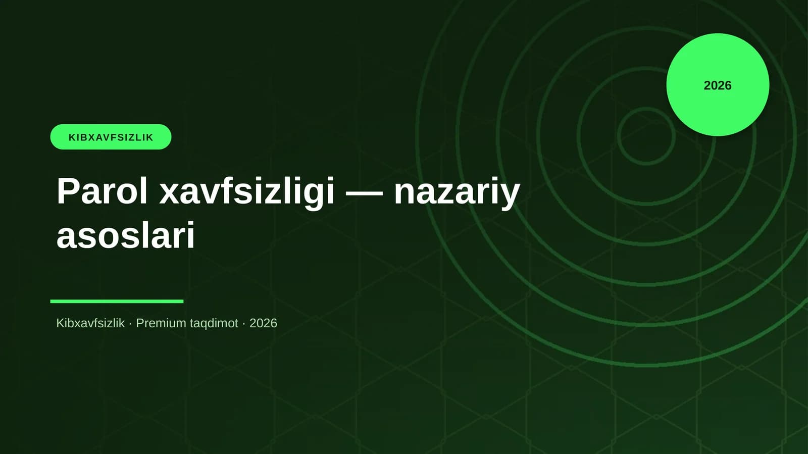 Parol xavfsizligi — nazariy asoslari