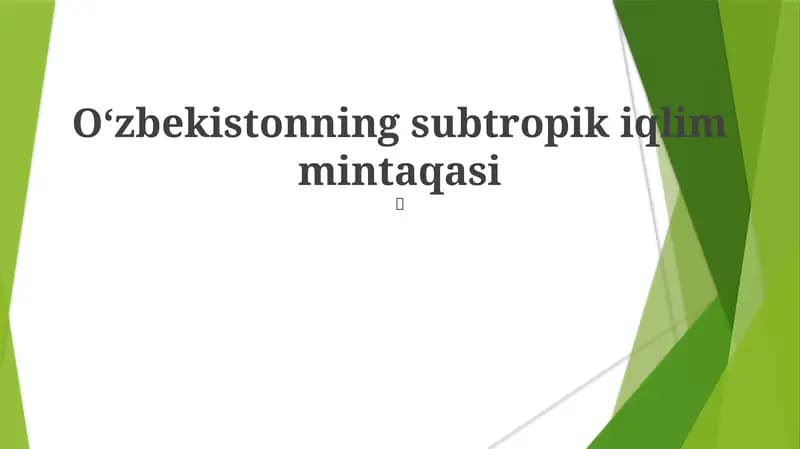 Oʻzbekistonning subtropik iqlim mintaqasi