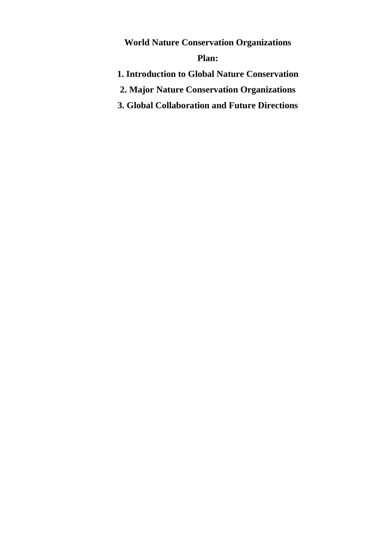 World Nature Conservation Organizations