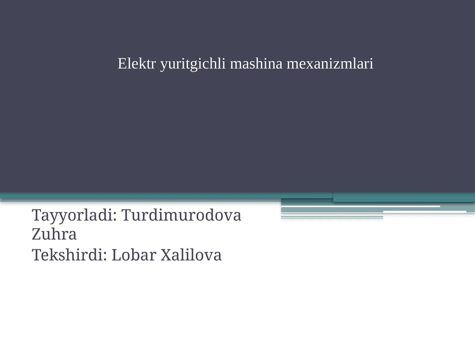 Elektr yuritgichli mashina mexanizmlari