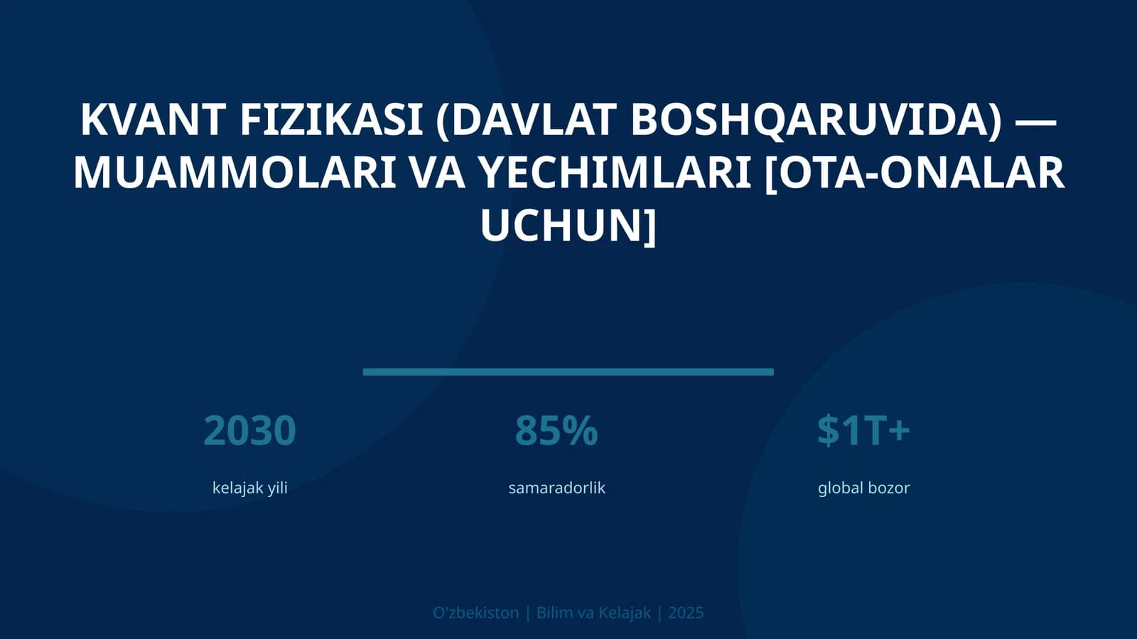 Kvant fizikasi (davlat boshqaruvida) — muammolari va yechimlari [ota-onalar uchun]