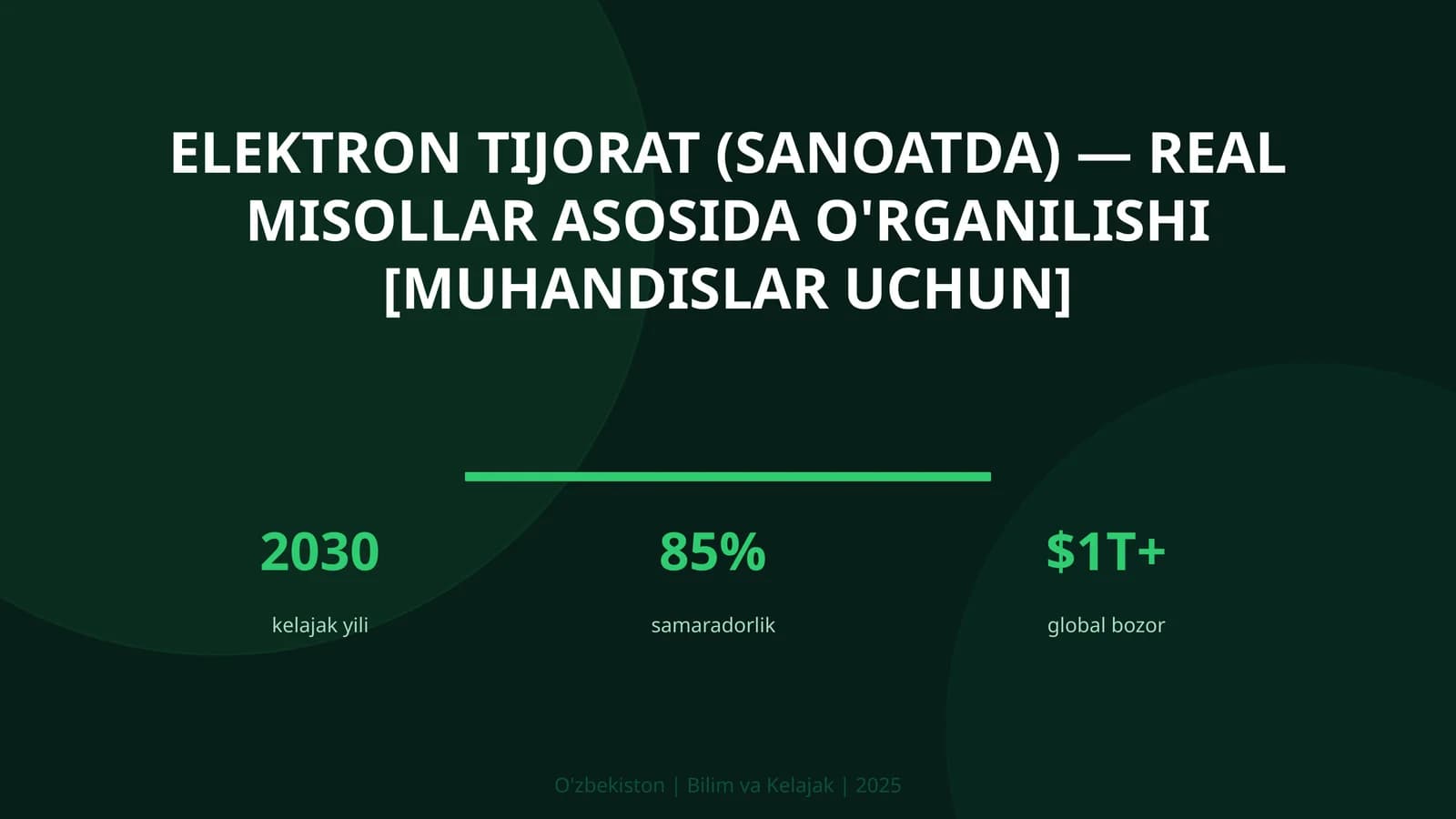 Elektron tijorat (sanoatda) — real misollar asosida o'rganilishi [muhandislar uchun]