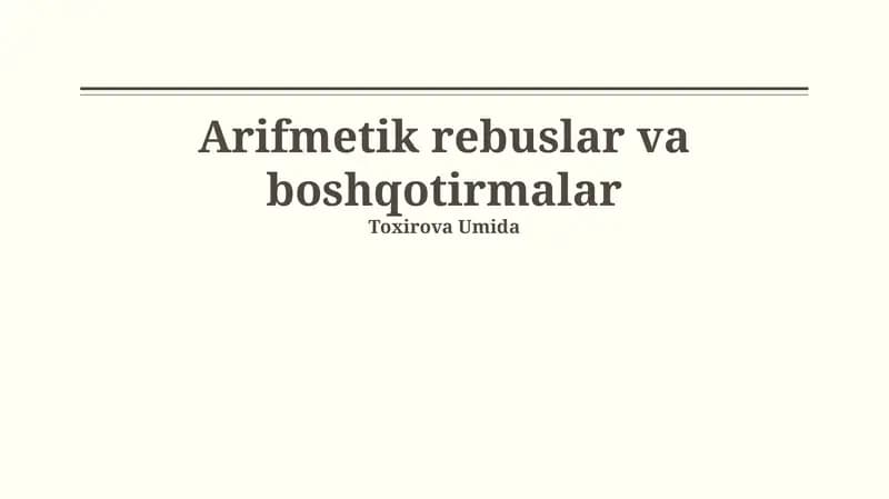 Tenglamalarni Yechishga O'xshash Topishmoqlar