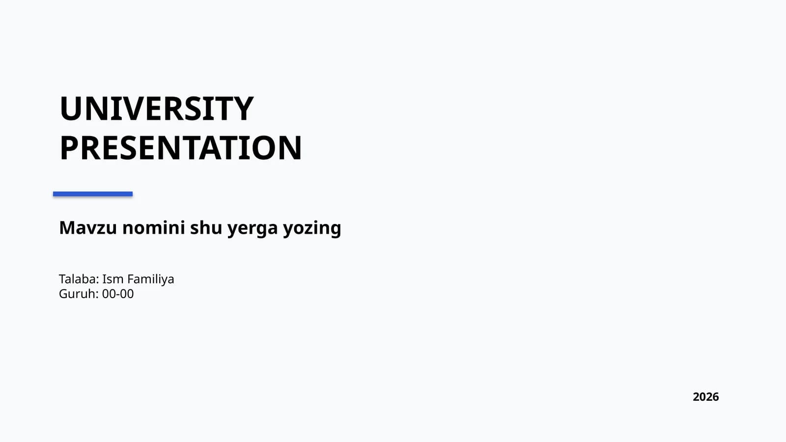 UNIVERSITY PRESENTATION TEMPLATE