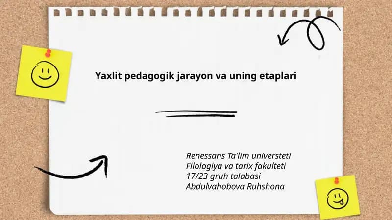 Yaxlit pedagogik jarayon va uning etaplari