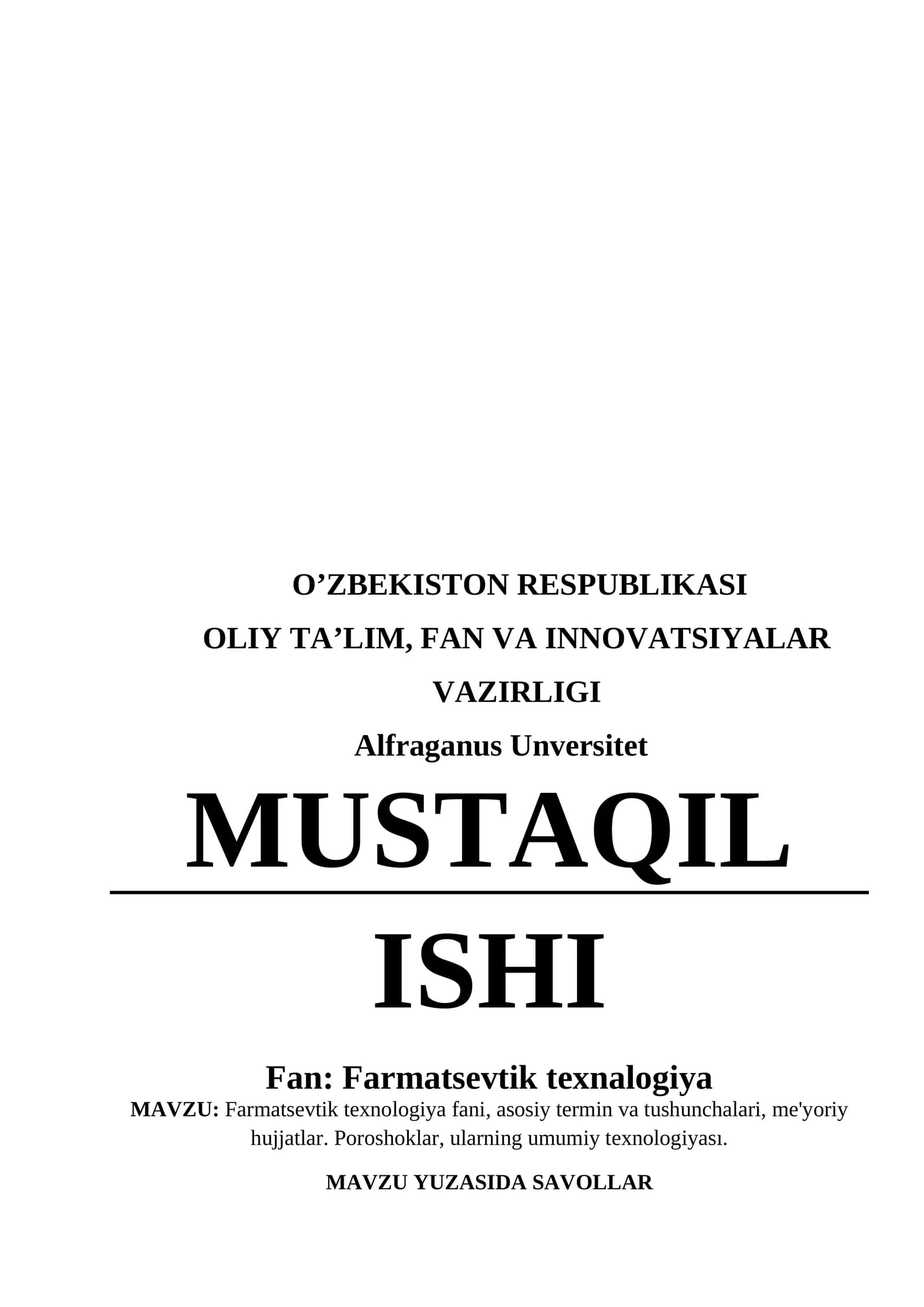 Farmatsevtik texnologiya fani