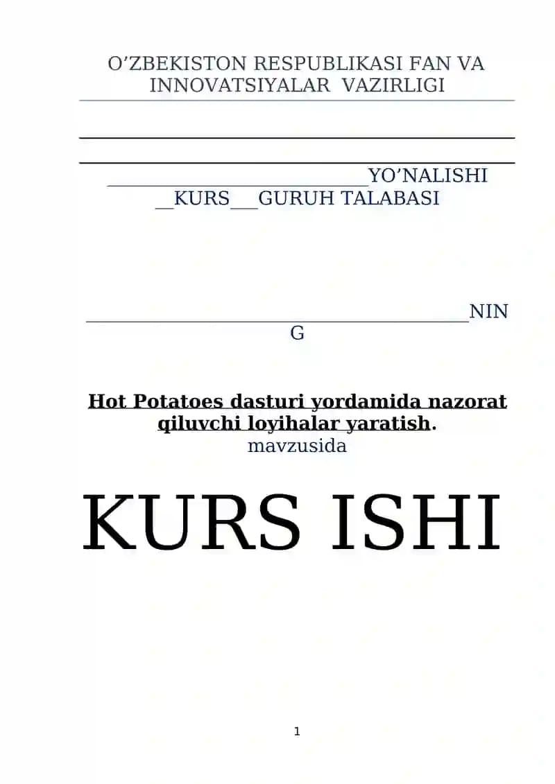Hot Potatoes dasturi