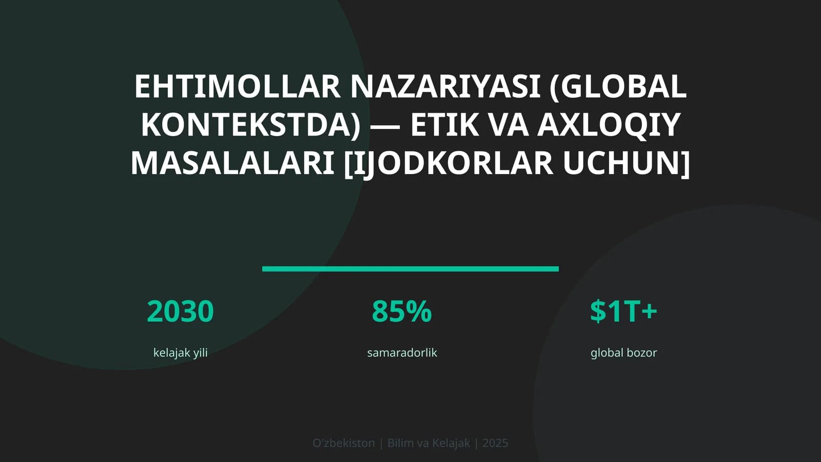 Ehtimollar nazariyasi (global kontekstda) — etik va axloqiy masalalari [ijodkorlar uchun]