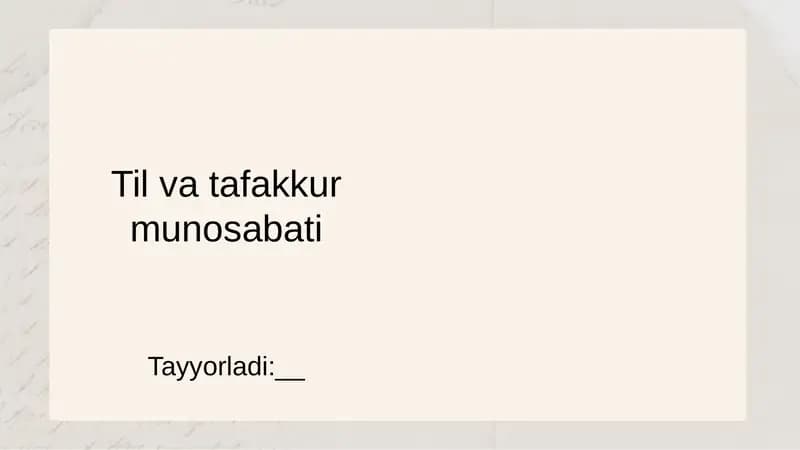 Til va tafakkur munosabati