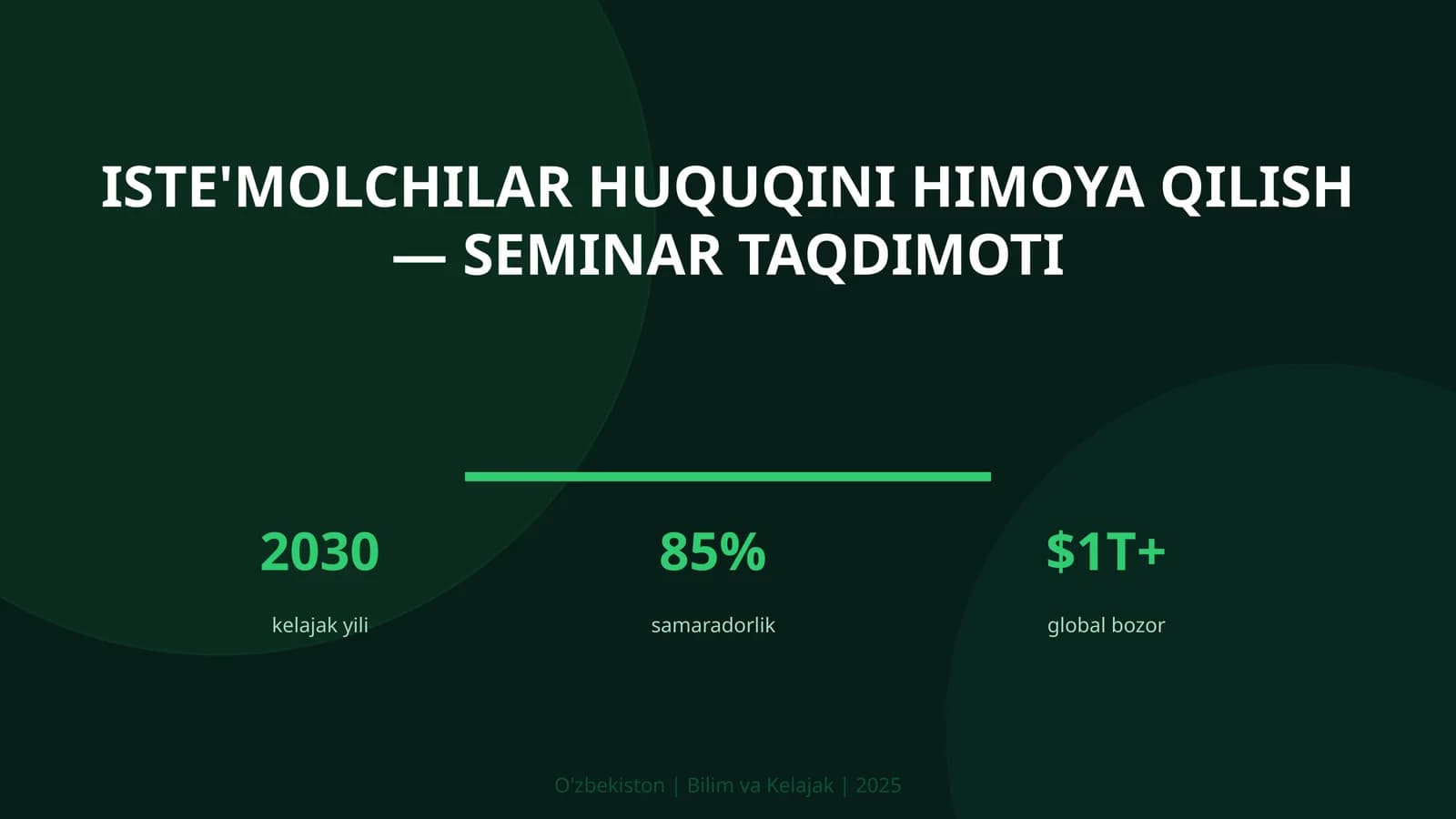 Iste'molchilar huquqini himoya qilish — seminar taqdimoti