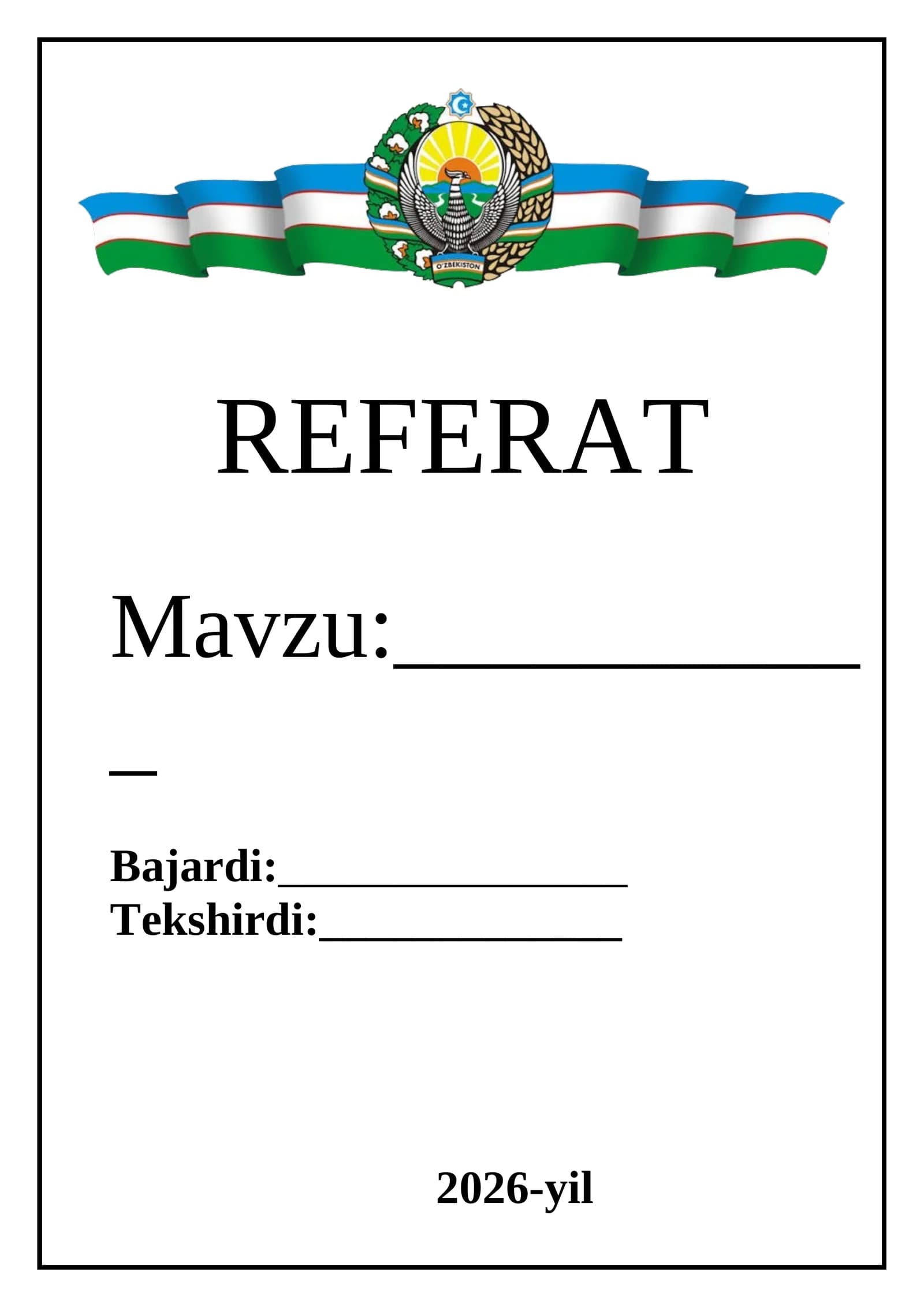 Oddiy referat yuzi