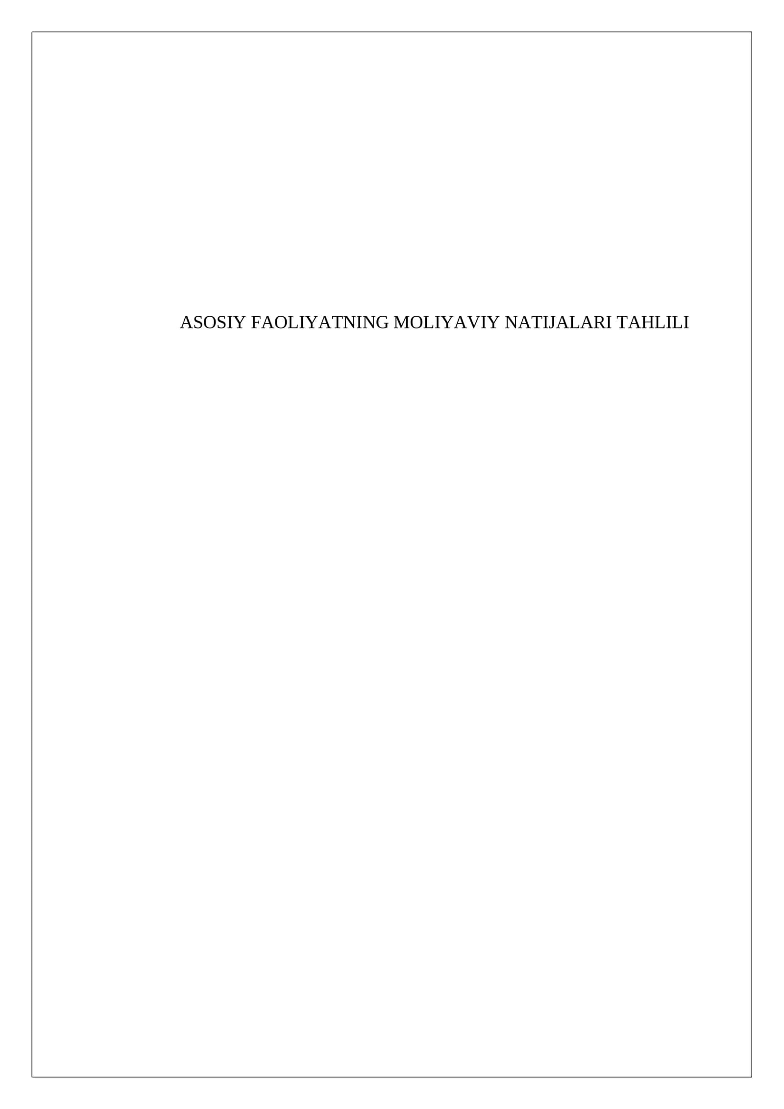 Moliyaviy natijalar tahlili