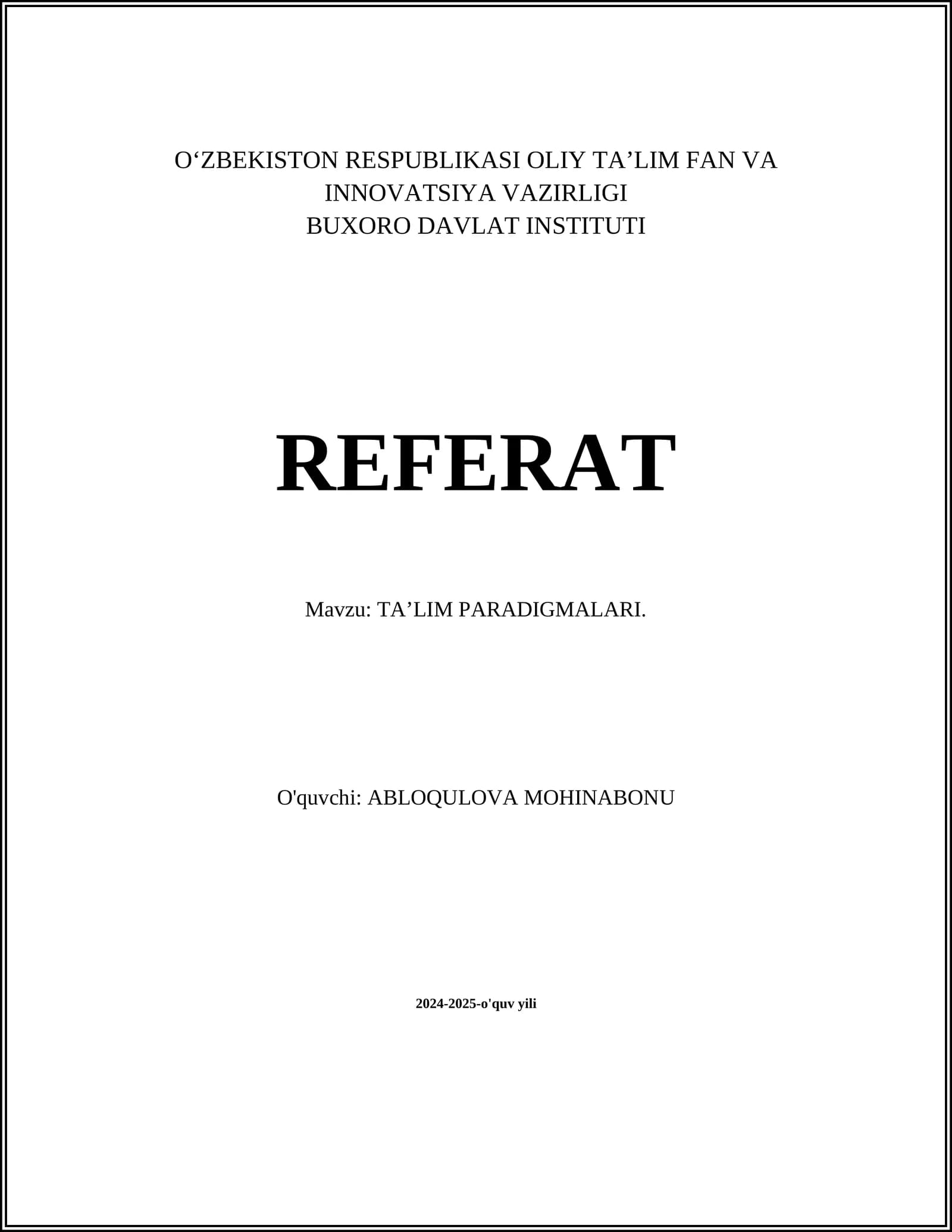 TA’LIM PARADIGMALARI