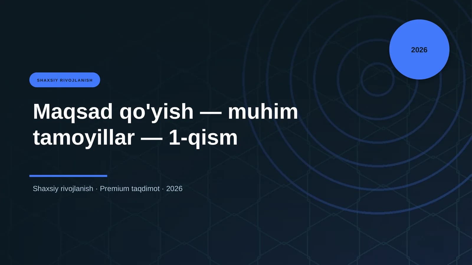 Maqsad qo'yish — muhim tamoyillar — 1-qism
