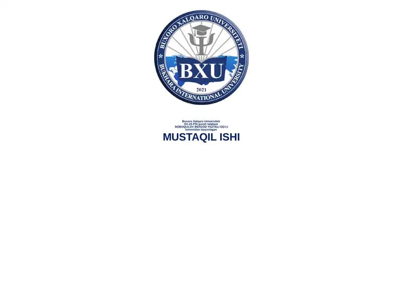 MUSTAQIL ISHI INTELLEKTUAL XATTI-HARAKAT FARAZLARI