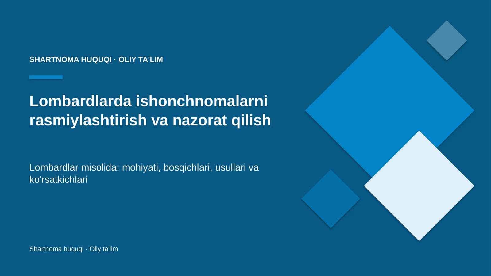 Lombardlarda ishonchnomalarni rasmiylashtirish va nazorat qilish