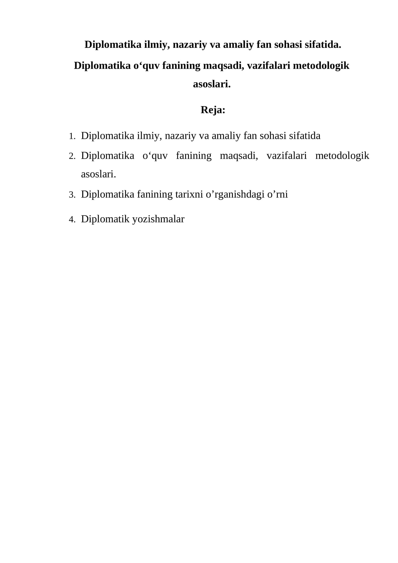 Diplomatika fanining tarixni o’rganishdagi o’rni