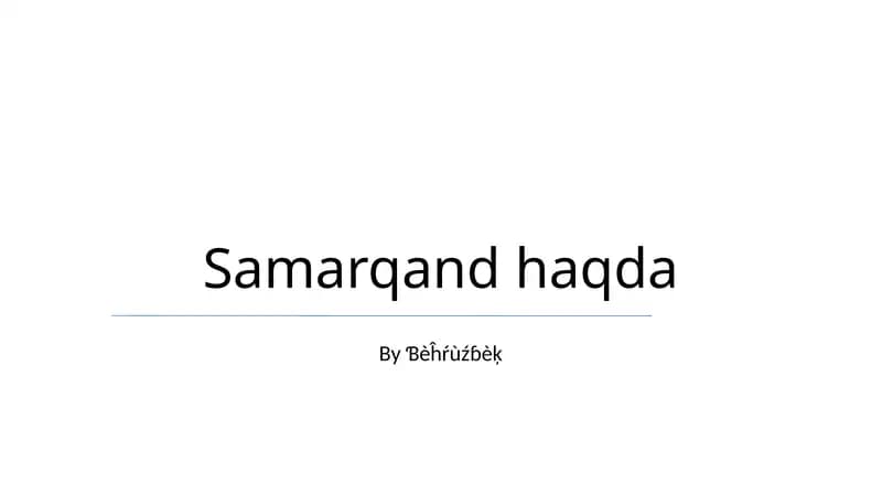 Samarqand haqda