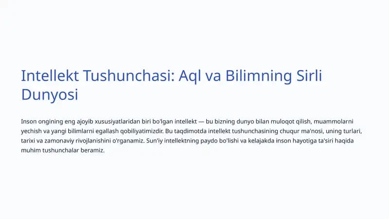 Intellekt Tushunchasi: Aql va Bilimning Sirli Dunyosi