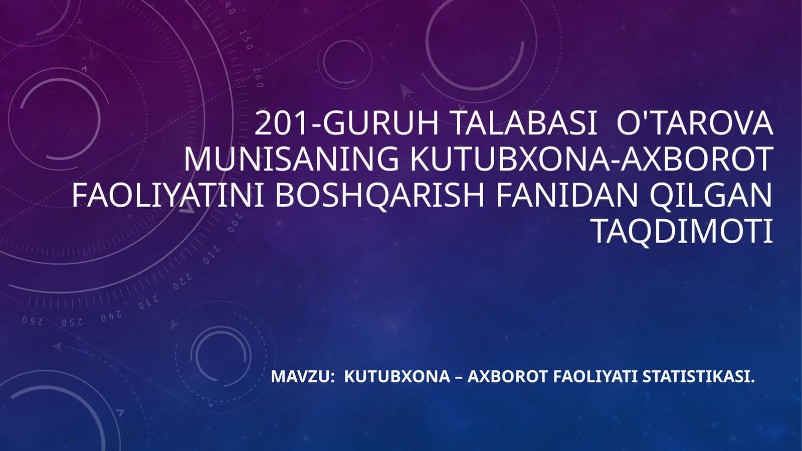 Kutubxona – axborot faoliyati statistikasi