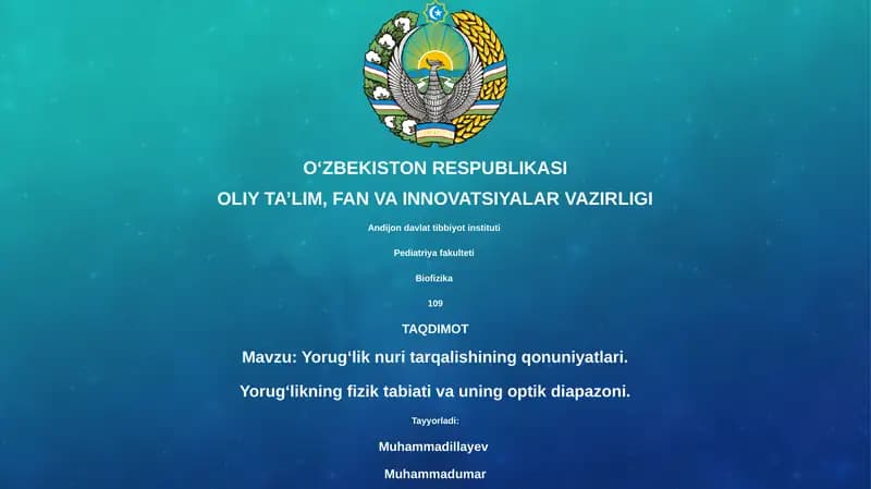 Yorug‘lik nuri tarqalishining qonuniyatlari