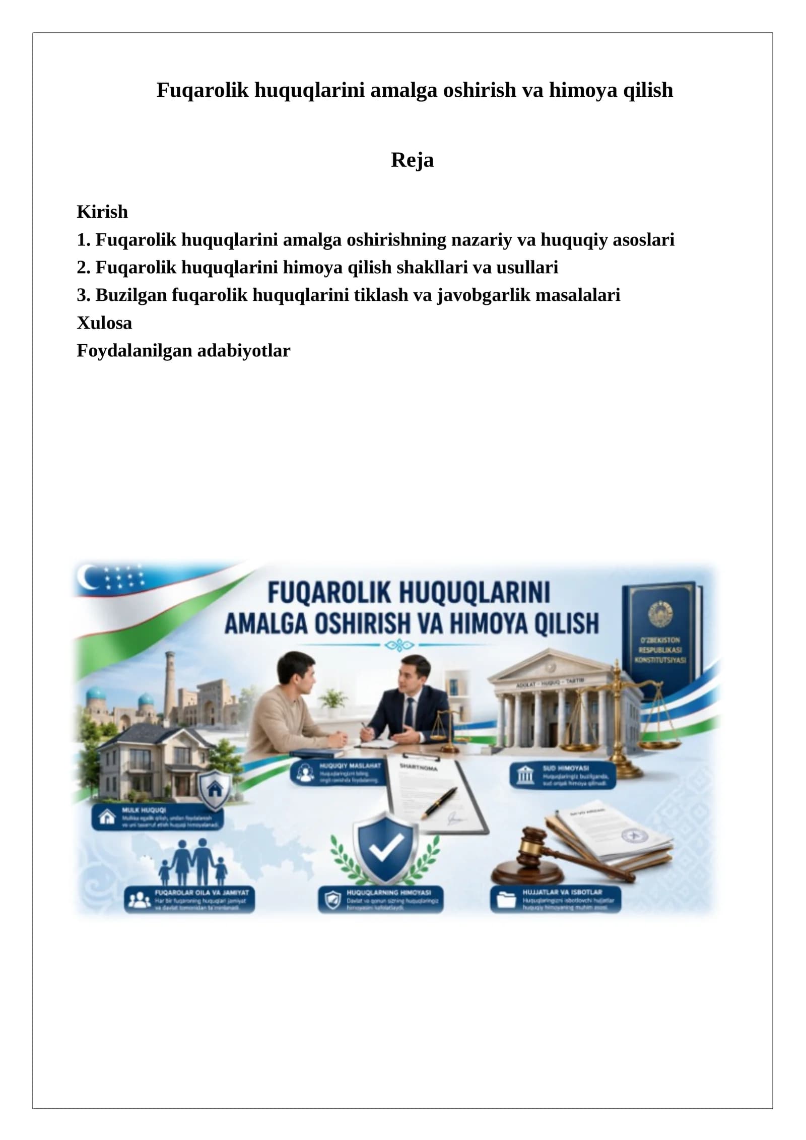 Fuqarolik huquqlarini amalga oshirish va himoya qilish