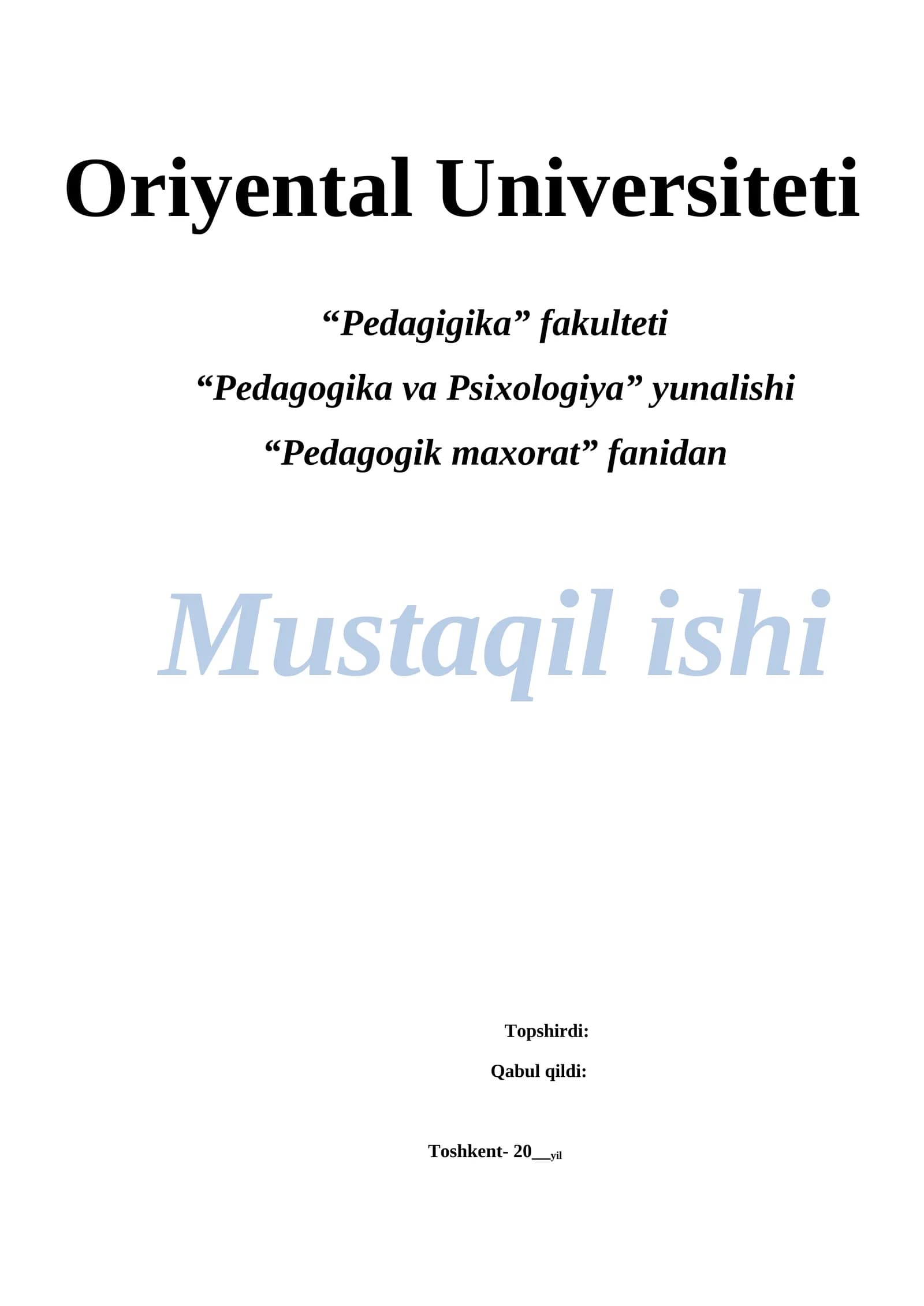 Kreativlik pedagogik ijodkorlikning asosi sifatida Pedagogik maxorat fanidan Mustaqil ishi