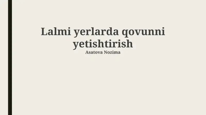 Suv resurslaridan samarali foydalanish texnologiyalari