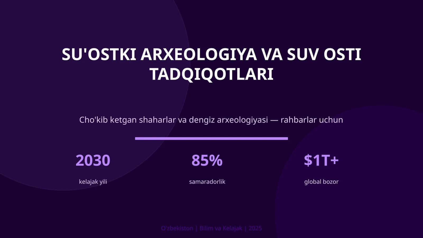 SU'OSTKI ARXEOLOGIYA VA SUV OSTI TADQIQOTLARI