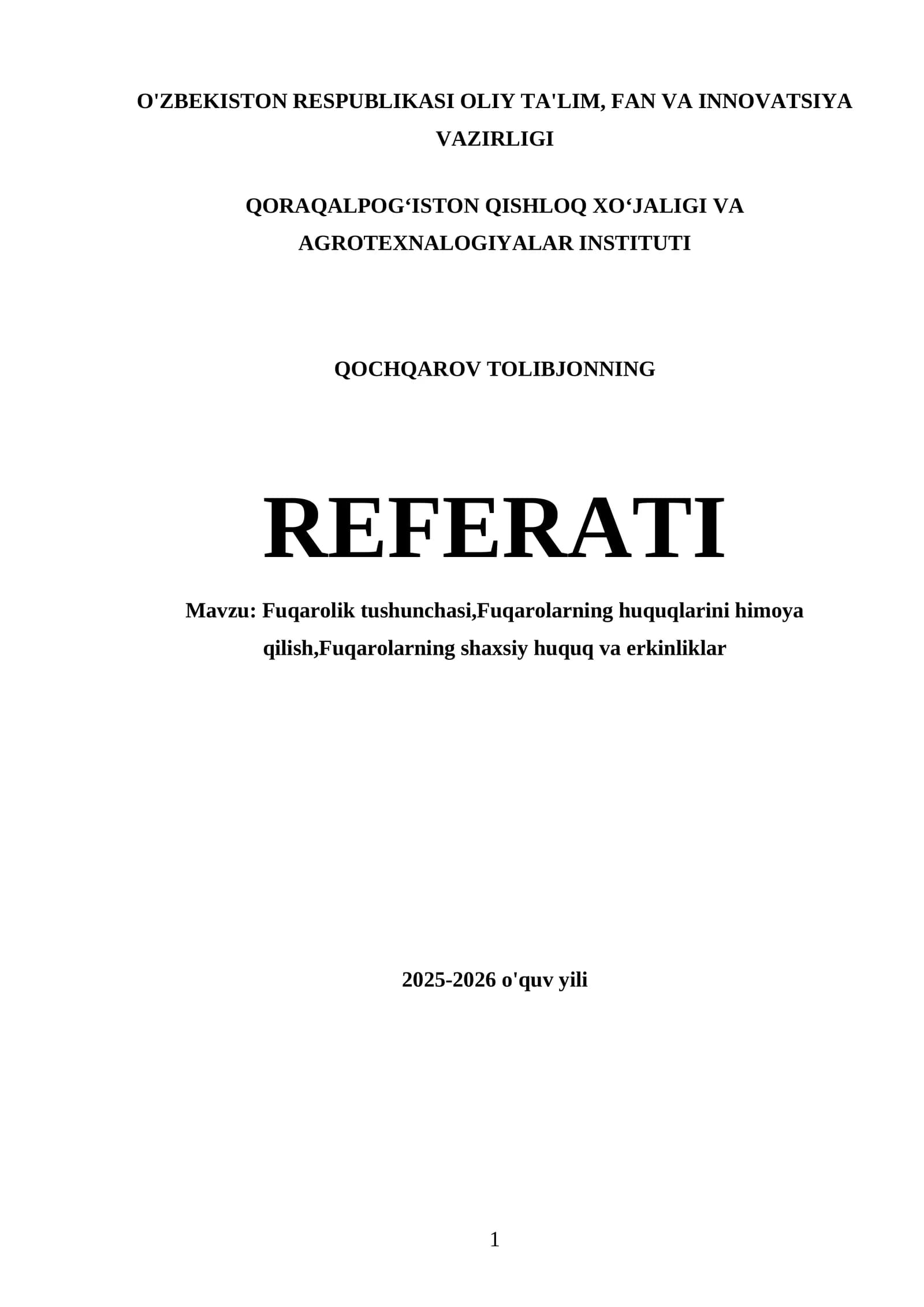 QOCHQAROV TOLIBJONNING REFERATI